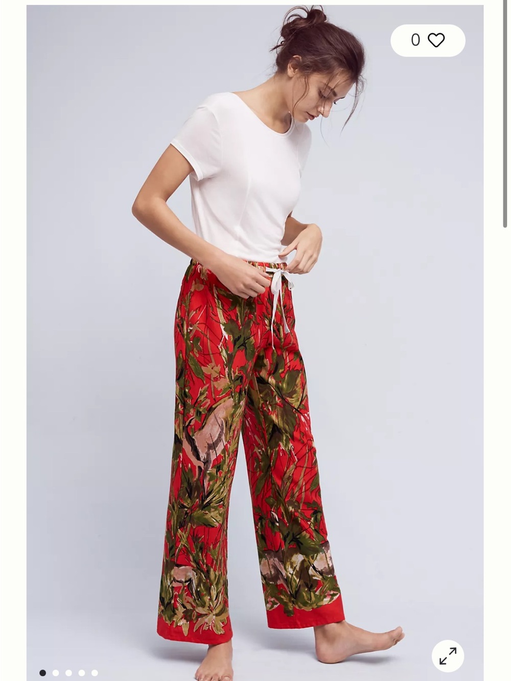 ANTHROPOLOGIE Lilka Doting Deer Red Flannel Sleep Pants Medium
